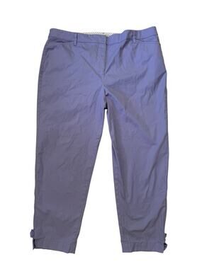 TALBOTS Perfect Crop Periwinkle Blue Chino Pants Ankle Button Detail Size 14